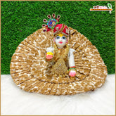 Cotton Frill Floral Print Light Brown Laddu Gopal Poshak With Patka